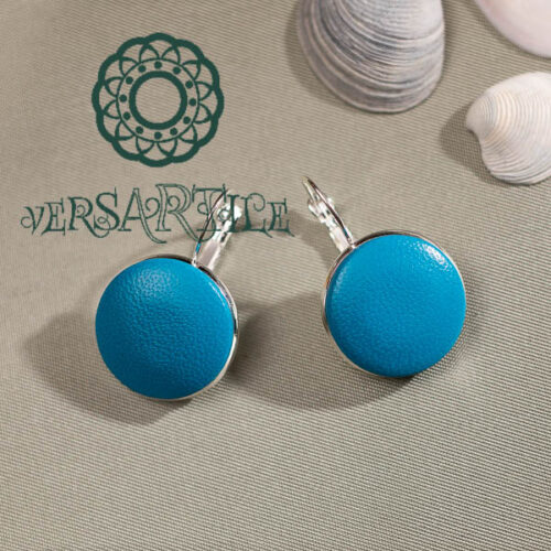 Nefelejecskék bőrbetétes fülbevaló