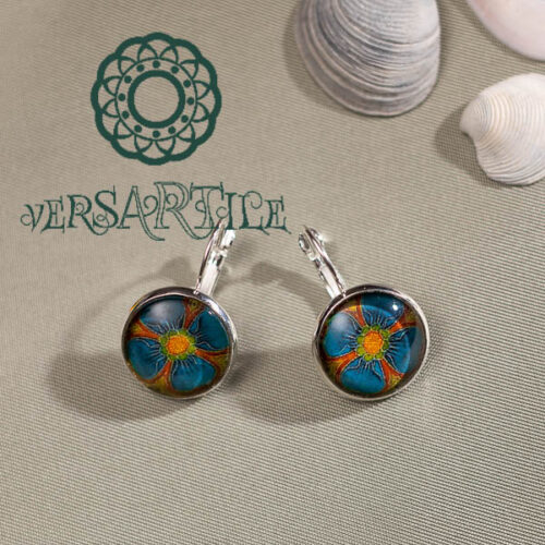 Szecessziós hatású virágmintás fülbevaló