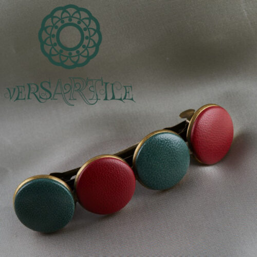 Hamvas zöld&érett piros bőrbetétes franciacsat