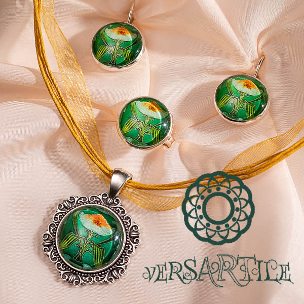 Stilizált virág mintás ékszerszett