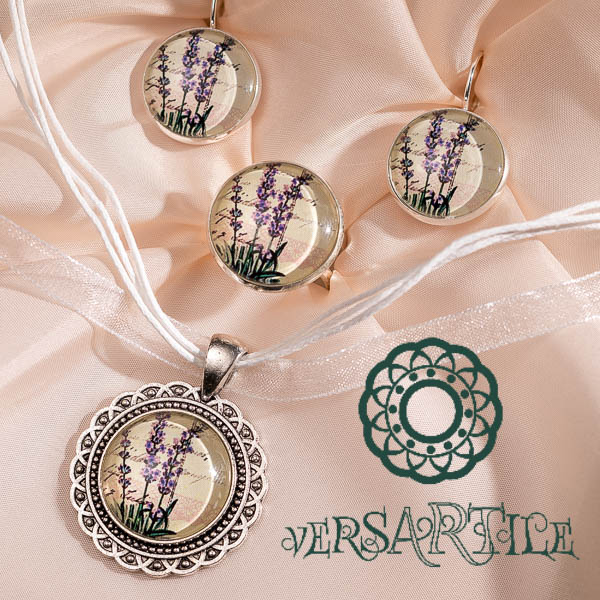 Levendula mintás ékszerszett