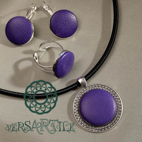 Levendulaszínű bőrbetétes ékszerszett