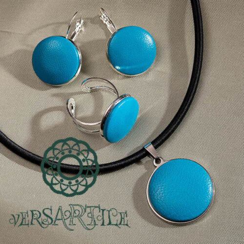 Nefelejcskék bőrbetétes ékszerszett