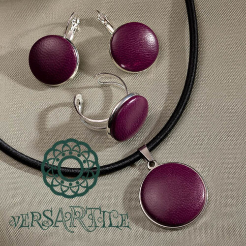 Mályvaszín bőrbetétes ékszerszett