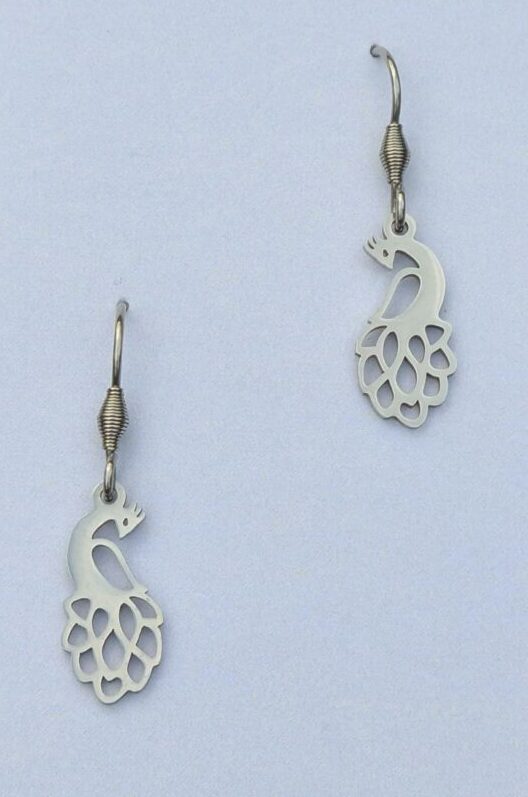 Páva mintás nemesacél fülbevaló