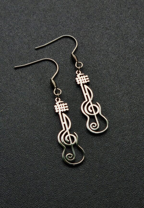 Violinkulcs és hegedű sziluett fülbevaló