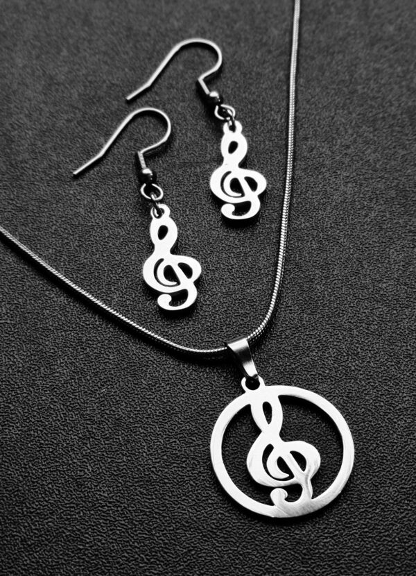 Violinkulcs kör sziluettben nyaklánc és fülbevaló